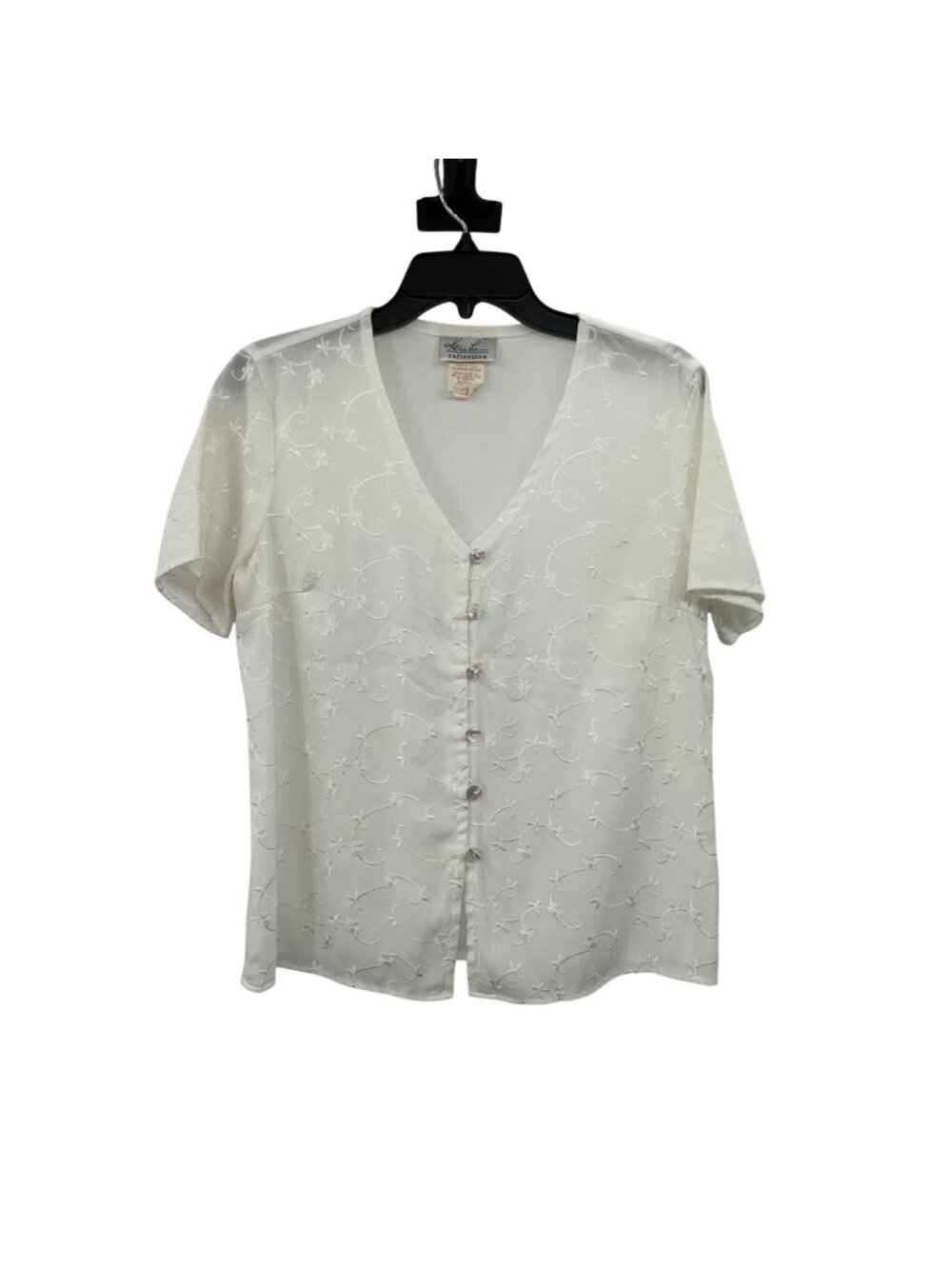 Vintage Kathie Lee White Embroidered Blouse Womens S Used